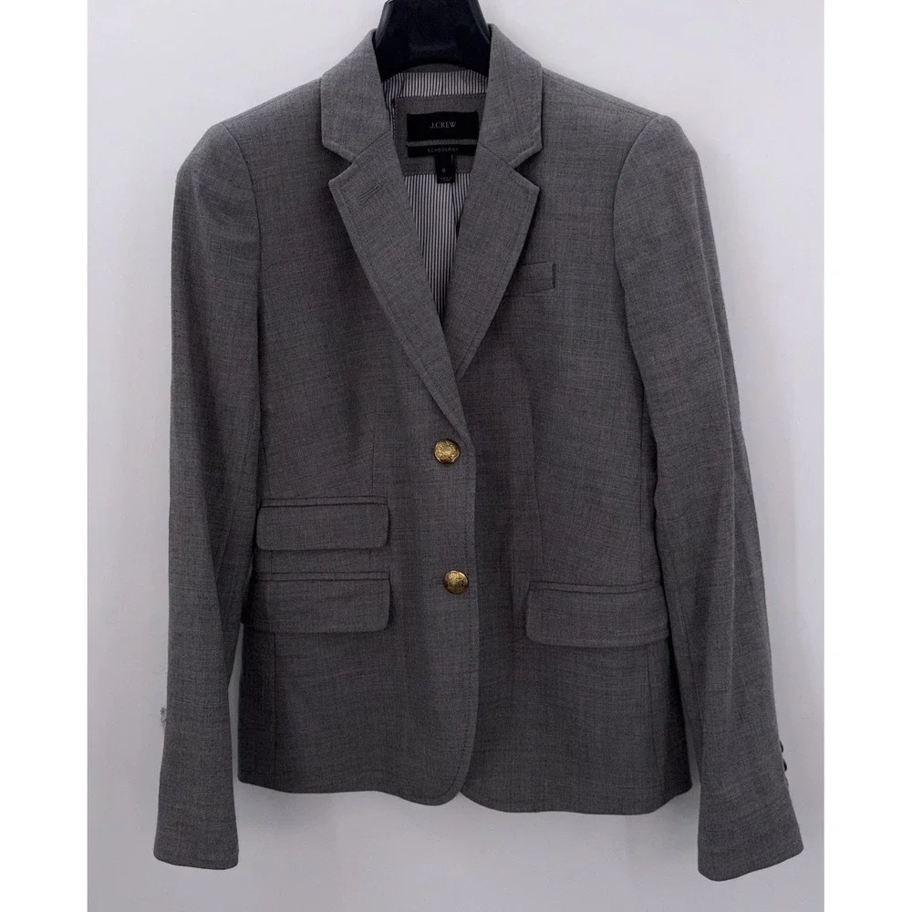 J. CREW Blazer Jacket Schoolboy Gray Wool Preppy Academia‎ 0 Stretch